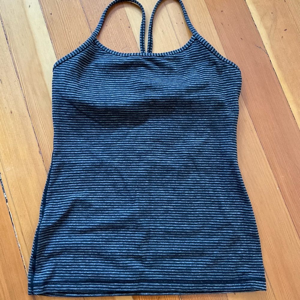 lululemon athletica Black and White Striped Tank Top